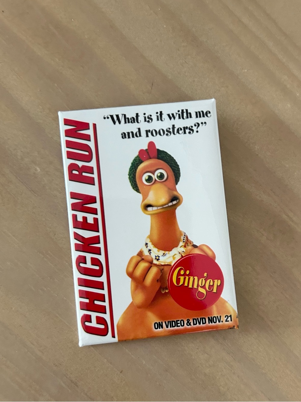 Vintage Chicken Run Ginger Promo Pin Button Y2K Movie Collectible